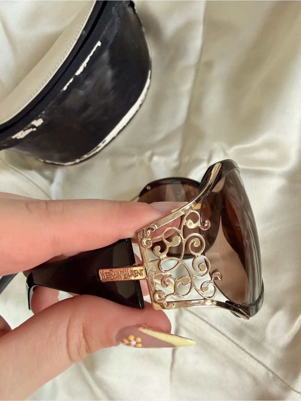 Vintage Yves Saint Laurent Brown Tortoiseshell Cat-Eye Sunglasses